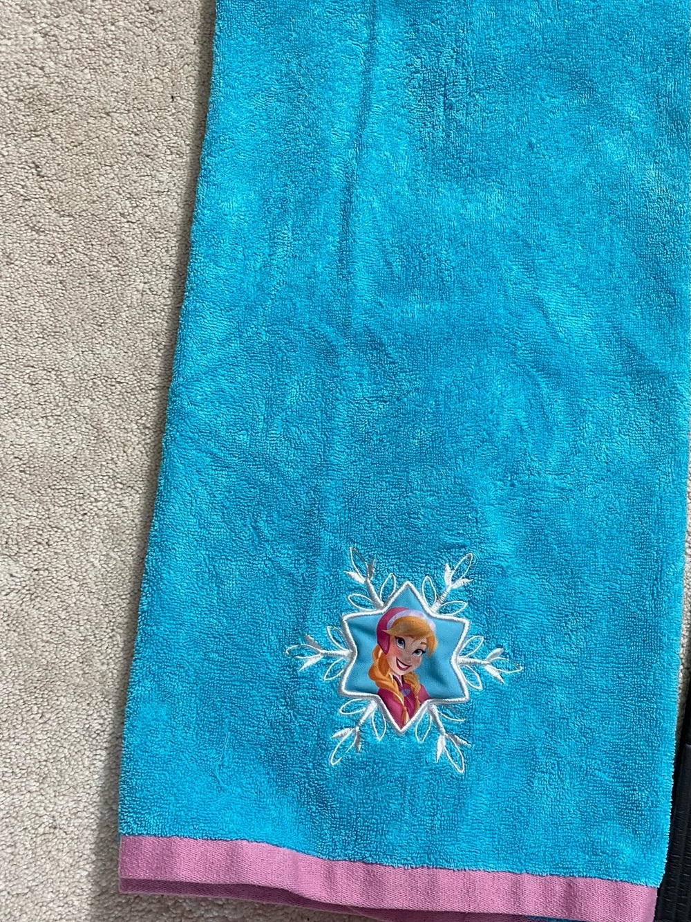 Blue & Pink Elsa Embroidered Kids Towel